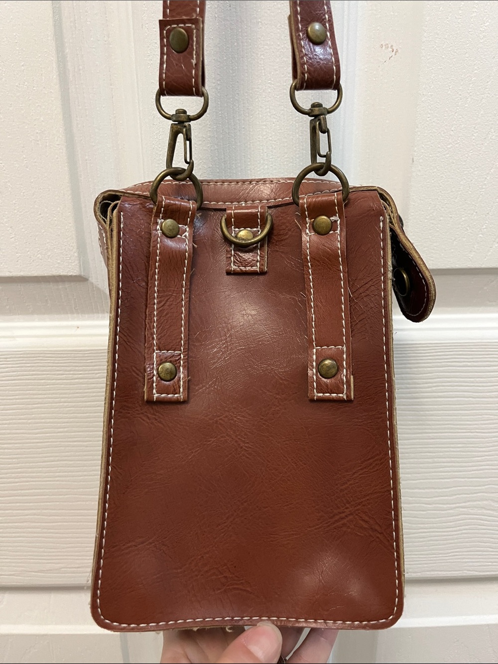 Brown Crossbody Phone Pouch with Ring Accent - Picture 4 of 12